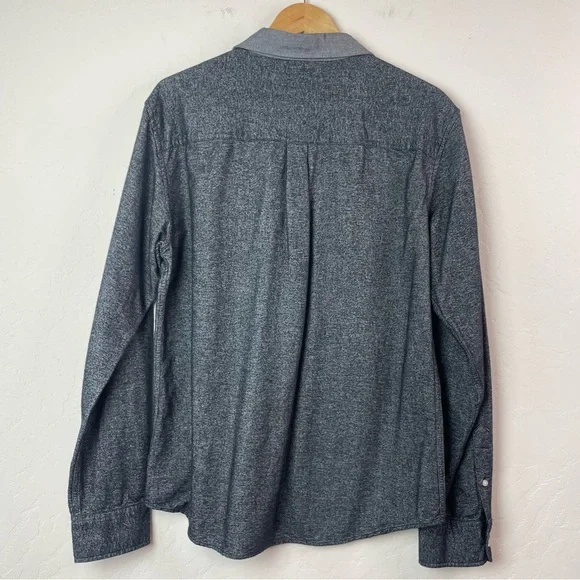 Stussy Men's Button Front Long Sleeve Textured Cotton Skater Shirt Size Large